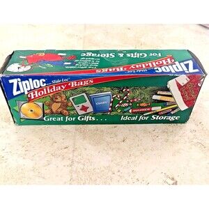 Ziploc 1999 Slide-Loc 8 Quart Holiday Santa Elves Plastic Bags Write On Labels